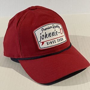 Johnnie-O Hat Cap Snap Back Adult Beach Golf Surf Red Patch Rope Adjustable Hat